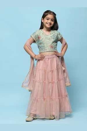 Biba Girls Embroidered Ready to Wear Lehenga & Blouse With Dupatta