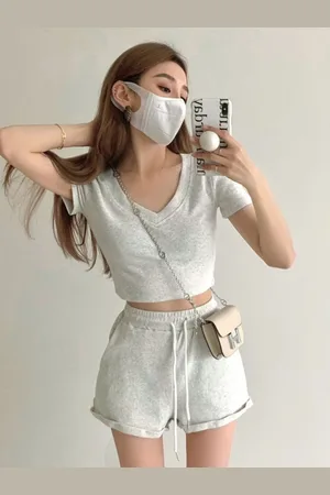 HERE&NOW V-Neck Top With Shorts