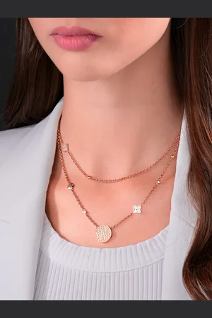 Cerruti 1881 Stone-Studded Stainless Steel Layered Necklace