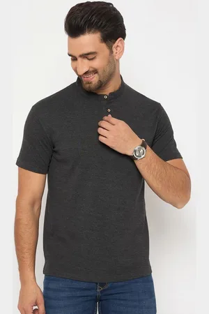 Duke Men Solid Mandarin Collar Cotton Slim Fit T-shirt