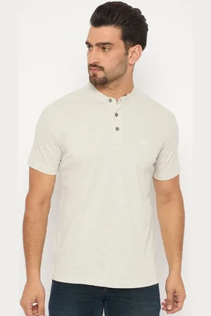 Duke Men Solid Mandarin Collar Cotton Slim Fit T-shirt