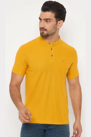 Duke Men Solid Mandarin Collar Cotton Slim Fit T-shirt