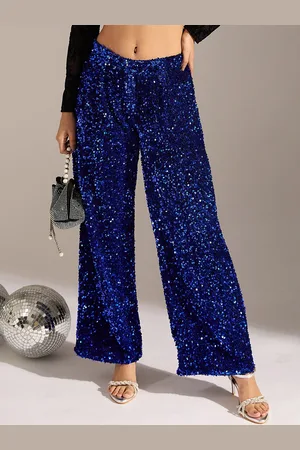 Sassafras Women Embellished Relaxed Fit Mid-Rise Wide Leg Trousers