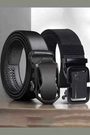 Metronaut Men Pack Of 2 Textured Belt