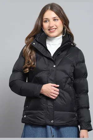 Monte Carlo Women Mock Collar Solid Casual Lightweight Puffer Jacket