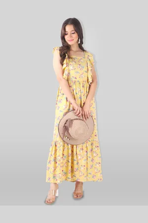 DressBerry Floral Print Off-Shoulder Flutter Sleeve Maxi Dress