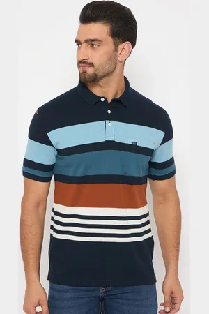 Duke Men Striped Polo Collar Cotton T-shirt