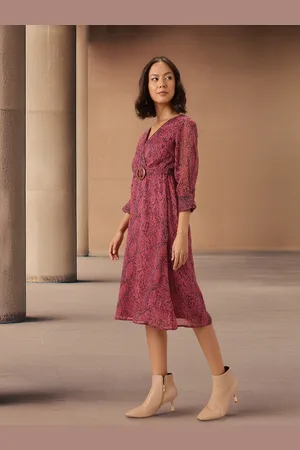 all about you Animal Print Midi Wrap Dress with Belt