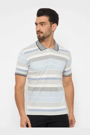 Duke Men Striped Polo Collar Cotton T-shirt