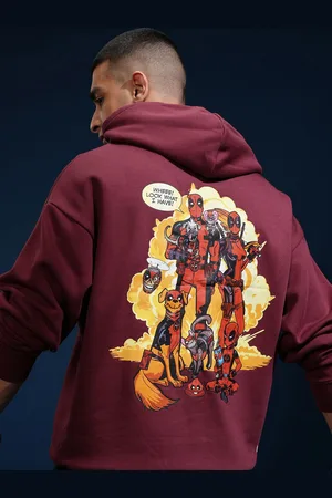 Highlander Marvel Deadpool Men Oversized Drop Shoulder Hooded Sweatshirt