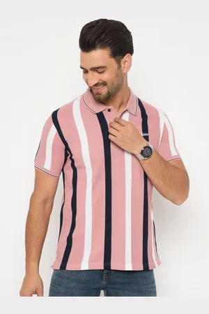 Duke Men Striped Polo Collar Cotton Slim Fit T-shirt