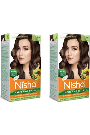 Nisha Unisex Pack of 2 Creme Hair Color 120gm each- Dark Brown