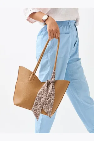 Chumbak Sand Tote With Shoulder Strap & Scarf | Tan