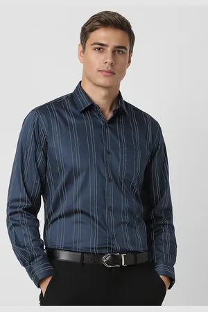 Van Heusen Men Spread Collar Vertical Striped Cotton Formal Shirt
