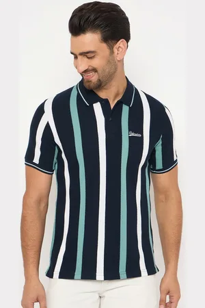 Duke Men Striped Polo Collar Cotton Slim Fit T-shirt