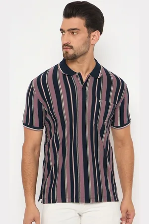 Duke Men Striped Polo Collar Cotton T-shirt