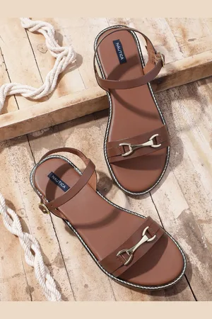 Nautica Women Open Toe Flats With Horsebit Detail