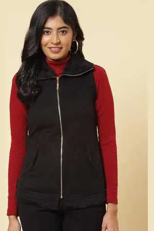 Lakshita Women Spread Collar Solid Fleece Casual Gilet Jacket