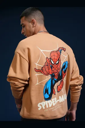 Highlander Marvel Spider-Man Men Round Neck Drop Shoulder Oversized Sweatshirt