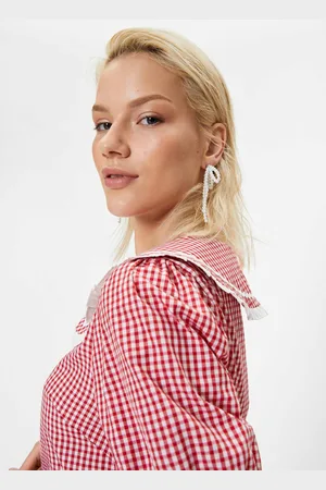 Koton Women Gingham Checks Opaque Checked Casual Shirt
