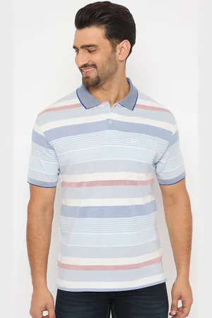 Duke Men Striped Polo Collar Cotton T-shirt