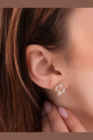 Cerruti 1881 Stainless Steel Artificial Stones Studded Contemporary Studs Earrings