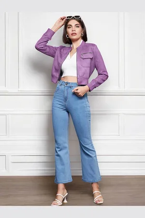 Miss Chase Women Stand Collar Solid Casual Tailored Jacket