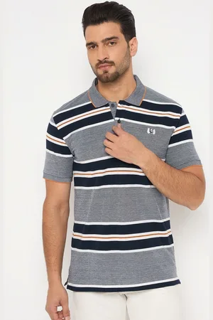 Duke Men Striped Polo Collar Cotton Slim Fit T-shirt