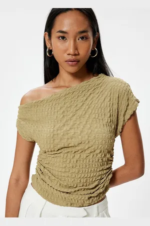 Koton Women Self Design One Shoulder Polyester Top