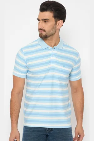 Duke Men Striped Polo Collar Cotton T-shirt