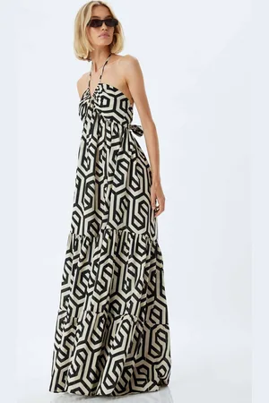 Koton Women Geometric Printed Halter Neck Maxi Dress