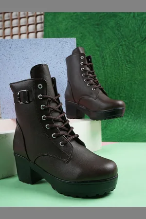 Walkfree Women Block-Heeled Lace Up Boots