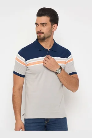 Duke Men Striped Polo Collar Cotton T-shirt