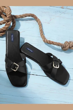 Nautica Women Open Toe Flats With Buckle Detail