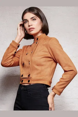 Miss Chase Women Mandarin Collar Solid Casual Tailored Jacket
