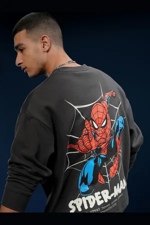 Highlander Marvel Spider Man Men Oversized Drop Shoulder Round Neck Sweatshirt