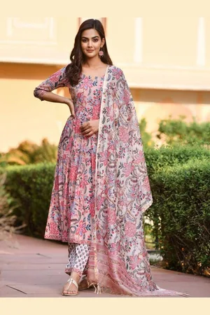 ASCIIBLUES Women Floral Printed Regular Kurta with Trousers & With Dupatta