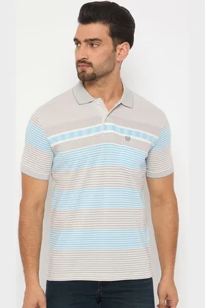 Duke Men Striped Polo Collar Cotton T-shirt