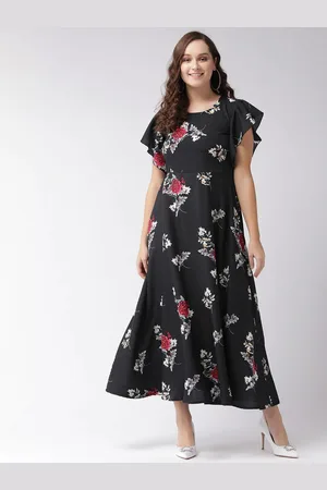 Moda Rapido Floral Print Flutter Sleeve Crepe Maxi Dress
