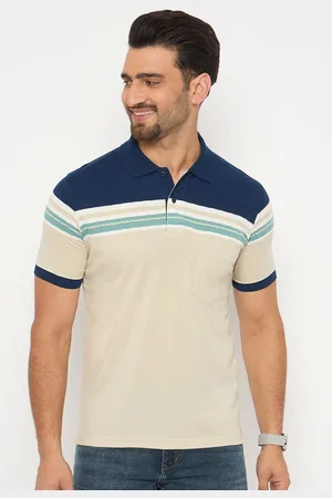 Duke Men Striped Polo Collar Cotton T-shirt