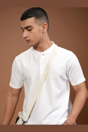 Highlander Men Henley Collar Knitted Textured Relaxed Fit T-shirt