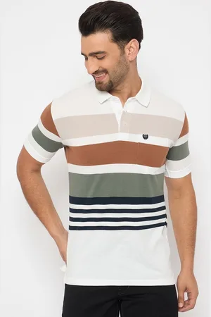 Duke Men Striped Polo Collar Cotton T-shirt