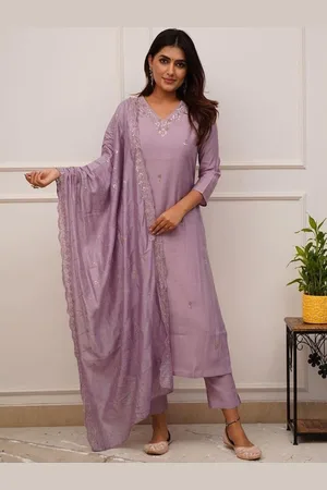 ASCIIBLUES Women Floral Embroidered Regular Kurta with Trousers & With Dupatta