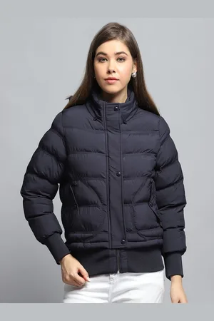 Monte Carlo Women Mock Collar Solid Casual Lightweight Puffer Jacket