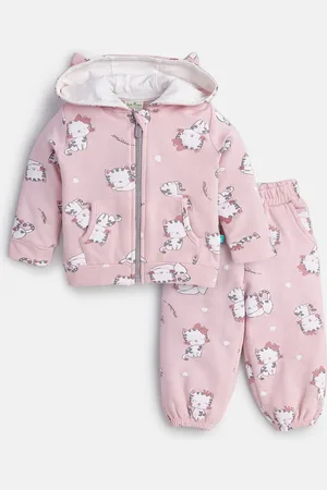 Juscubs Girls Printed Hooded Pure Cotton Sweatshirt With Jogger