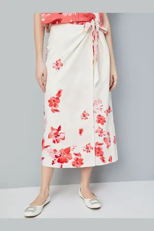 Max Collection Women Floral Printed Wrap Midi Skirt
