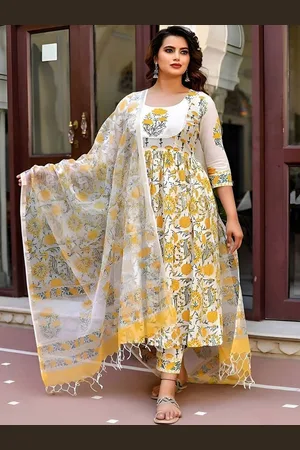 ASCIIBLUES Women Floral Printed Regular Kurta with Trousers & With Dupatta