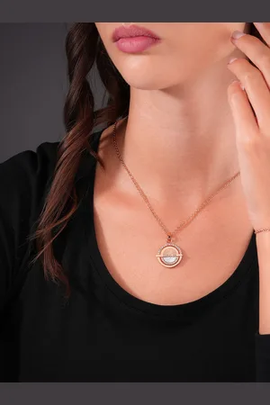 Cerruti 1881 Stainless Steel Rose Gold-Plated Circular-Shaped Pendants With Chains