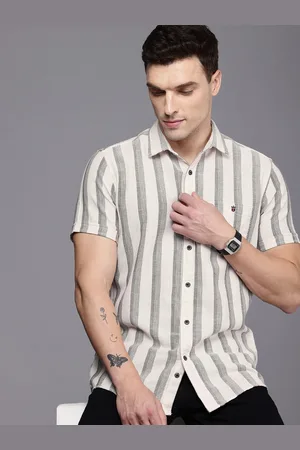 Louis Philippe Pure Cotton Slim Fit Striped Knitted Casual Shirt