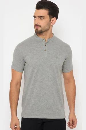 Duke Men Solid Mandarin Collar Cotton Slim Fit T-shirt